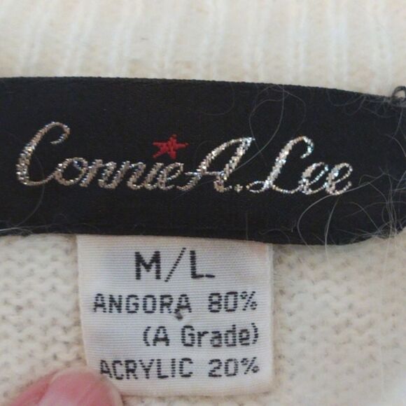 Vintage Connie A Lee Ivory Pearl Angora Sweater - Picture 7 of 9